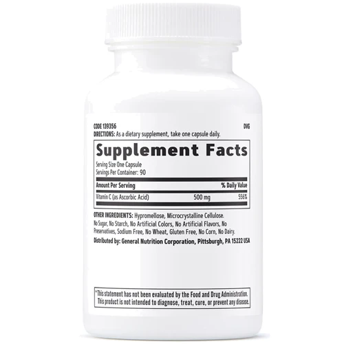 GNC Vitamin C 500 mg, 90 Capsules: Тип вітамін C