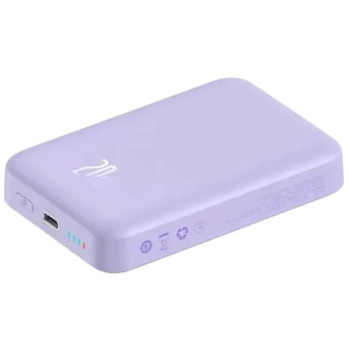 Внешний аккумулятор Baseus Power Bank 10000mAh Mini Magnetic Wireless 20W Purple (PPCX110105): Особенности Компактный размер, Индикатор заряда, Поддержка MagSafe