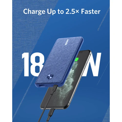 Зовнішній акумулятор ANKER Power Bank PowerCore Slim 10000mAh PD Blue (A1231H31): Особливості індикатор заряду