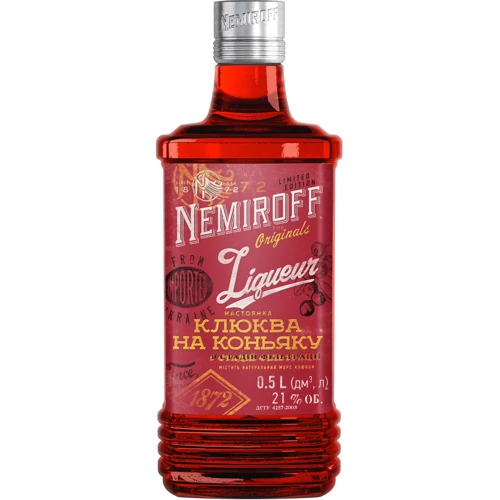 Настойка Nemiroff Клюква на коньяке 21% 0,5 л (NMF4820181420529)