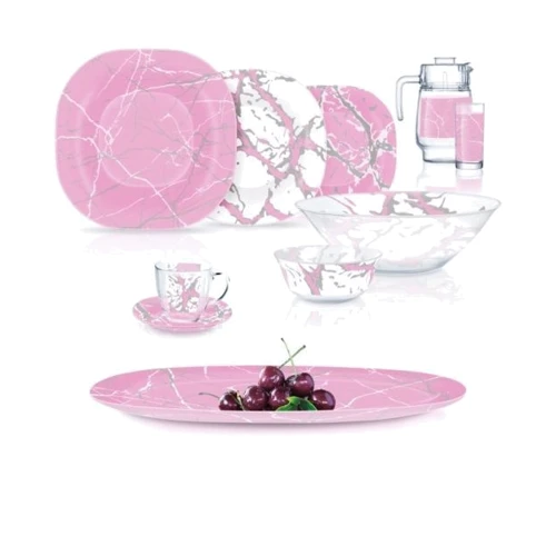 Столовий сервіз Luminarс Carine Marble Pink Silver 46 пр. (Q3933)