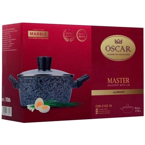 Кастрюля OSCAR Master с крышкой 18 см 1.7 л (OSR-2102-18): Материал корпуса Алюминий