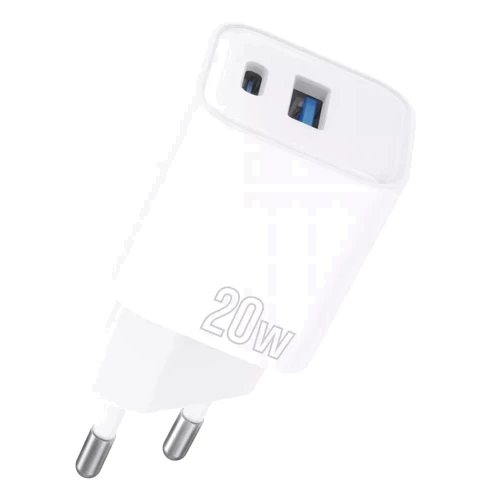 Зарядний пристрій Proove Wall Charger USB-C+USB Silicone Power Plus 20W White