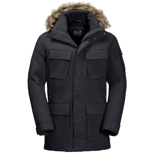 Парка Jack Wolfskin Glacier Canyon Parka 1107673-6000 54 черная зимняя с капюшоном и мехом