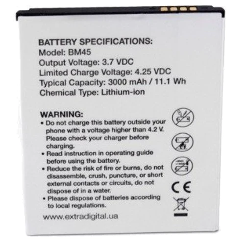 Аккумулятор Аккумулятор ExtraDigital for Xiaomi Redmi Note 2 (BM45) 3000 mAh: Производитель ExtraDigital
