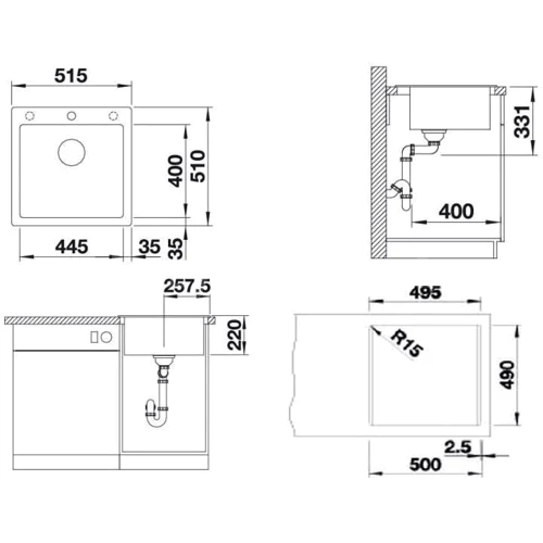 Blanco PLEON 5 521669: Форма Прямоугольная