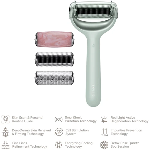 Электронный роллер для лица и тела с микроиглами GESKE MicroNeedle Face&Body Roller 8в1 green фото 3