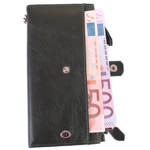 Жіночий гаманець ST Leather Accessories темно-зелений (NST420-green): Формат гаманця горизонтальний