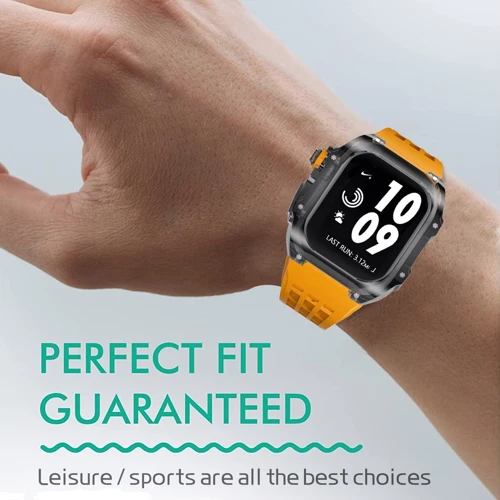Аксесуар для Watch Fluorine Rubber Butterfly Buckle Orange Straps + Transparent Case для Apple Watch Ultra 49mm: Сумісність Apple Watch 49mm