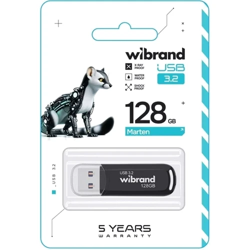 USB-флешка Wibrand 128GB Marten USB 3.2 Gen1 Black (WI3.2/MA128P10B): Стандарт USB USB 3.2