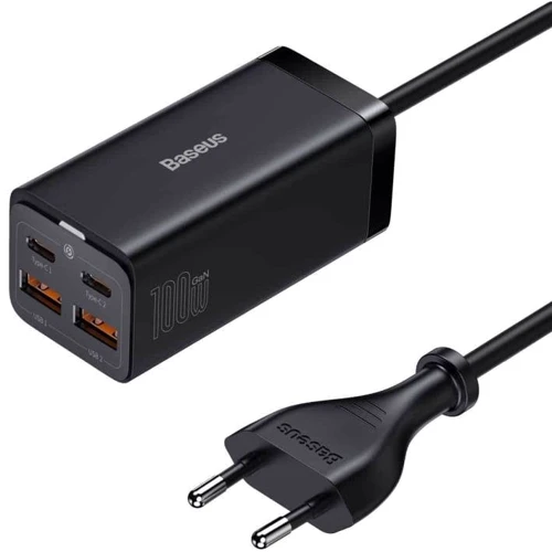 Зарядний пристрій Baseus Wall Charger GaN3 Pro 2xUSB+2xUSB-C 100W Black with USB-C cable (CCGP000101)