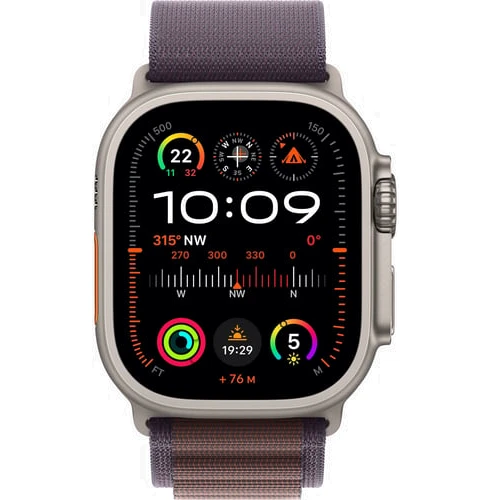 Apple Watch Ultra 2 GPS + Cellular 49mm Titanium Case with Indigo Alpine Loop - Medium (MRET3): Причина уцінки Активированы, витринный образец, хорошее состояние, комплектация полная: коробка, зарядка, часы