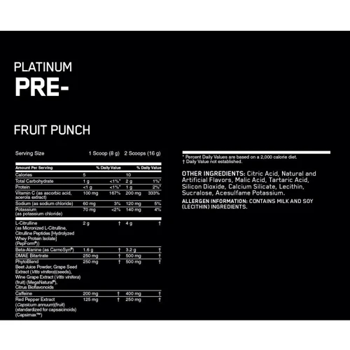Передтренувальний комплекс Optimum Nutrition Platinum PRE 240 g /30 servings/ Raspberry Lemonade: Форма випуску порошок