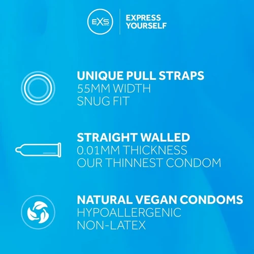 Безлатексные ультратонкие презервативы EXS Pull Non-Latex Condom, №72
