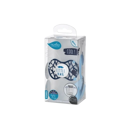 Пустышка Nuvita 7085 Air55 Cool Little Man симметричная 6m+ синяя (NV7085NB): Вид пустышки классическая
