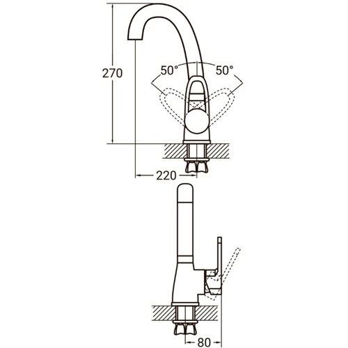 Смеситель для кухонной мойки Aquatica HL-4B130C