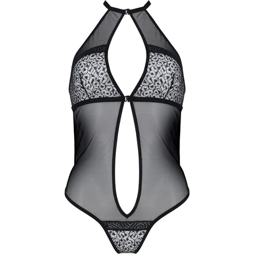Сетчатое боди с кружевом на груди Passion SATARA BODY Black XXL/XXXL