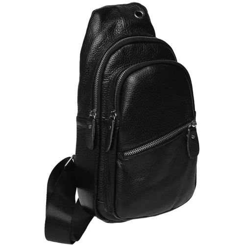 Mужская сумка-слинг Borsa Leather черная (K1330-black)