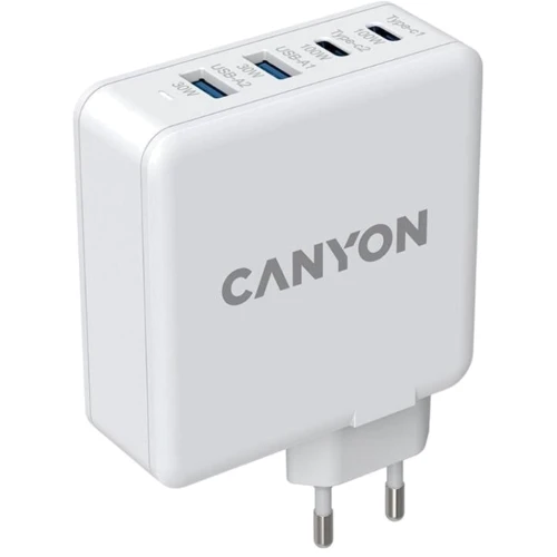 Зарядное устройство Canyon Wall Charger 2xUSB+2xUSB-C H-100 GaN 100W White (CND-CHA100W01)