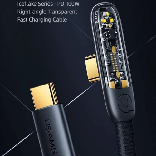Кабель Usams Cable USB-C to USB-C Right-Angle PD 100W 1.2m Black (US-SJ584): Тип USB-C - USB-C