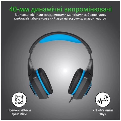 Наушники Vertux Denali 3.5mm 7.1 Blue: Тип конструкции полноразмерные