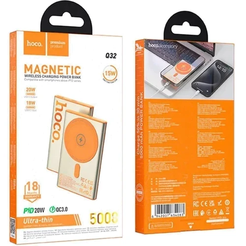 Зовнішній акумулятор Hoco Power Bank 5000mAh Q32 Bird Wireless Magnetic 20W Titanium gold