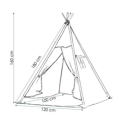 Детская палатка Springos Tipi XXL вигвам бело-черная (TIP02)