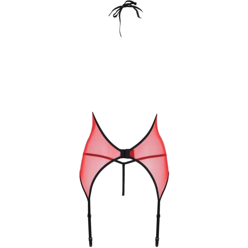 Корсет с пажами для чулок Passion PEONIA CORSET Red S/M (стринги в наборе)