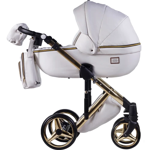 Коляска 2 в 1 Adamex Lucianо Polar (Gold) шкіра 100% Q107 білий (золота рама) (622620): Тип коляски універсальна коляска (2-в-1)