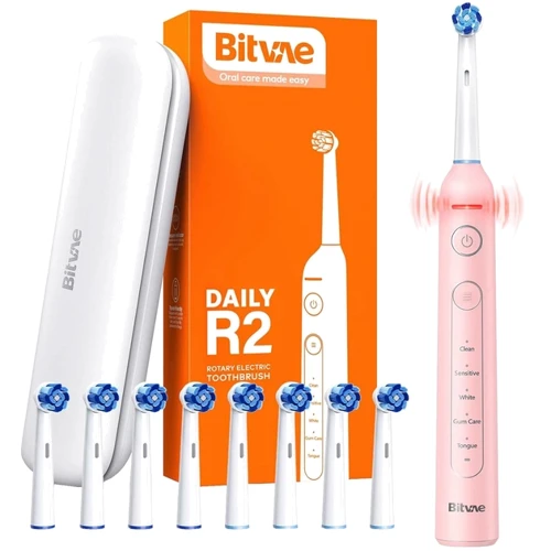 Зубная щетка Bitvae R2 Rotating с футляром и 8 насадками Pink