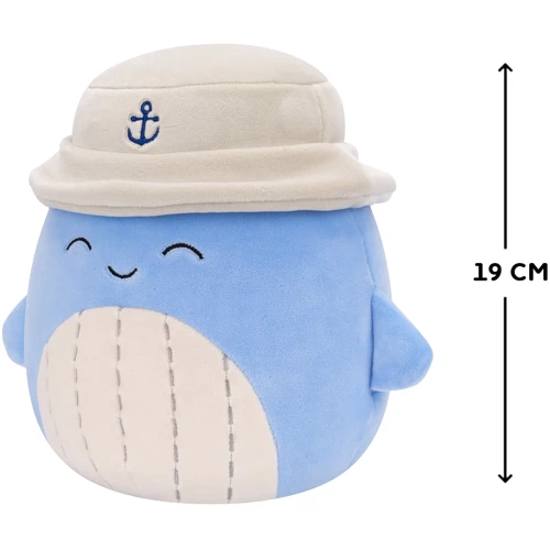 Мягкая игрушка Squishmallows Синий кит Самир в панаме 19 см (SQCR06593): Размер, см 19