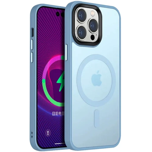 Чохол для iPhone Mobile Case TPU+PC Metal Buttons with MagSafe Colorful Light Blue для iPhone 14 Pro Max
