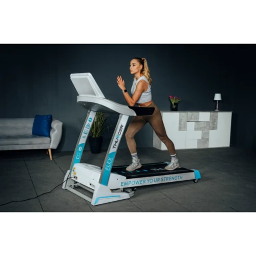 Беговая дорожка Thunder FLEX-S-WHITE (FLEX-S-WHITE): Переноска и хранение транспортировочные ролики, складная конструкция, компенсаторы неровности пола