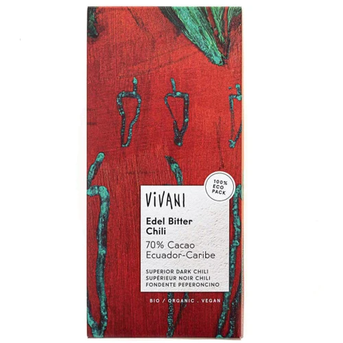 Шоколад Vivani чорний органічний 70% какао з перцем чилі 100 г (4044889004458)