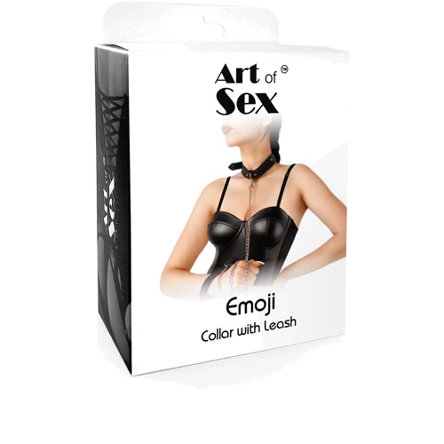 Ошейник c поводком из экокожи Art of Sex - Emoji Collar with Leash