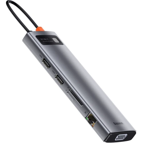 Адаптер Baseus Adapter USB-C to 3xUSB3.0+2xHDMI+USB-C+TF+SD+VGA+3.5mm+RJ45 Gray (CAHUB-CT0G): Колір серый