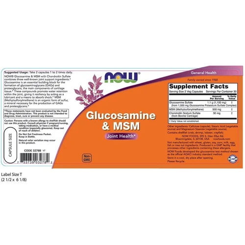 NOW Foods Glucosamine MSM, 750 / 250mg, 60 Veg Capsules: Тип Глюкозамин