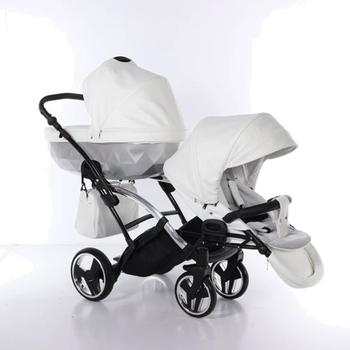 Универсальная коляска для двойни 2 в 1 Junama Mirror Satin Duo Slim 04, белый с серебристым (J-MS-DUOs-04): Тип коляски Коляска для двойни