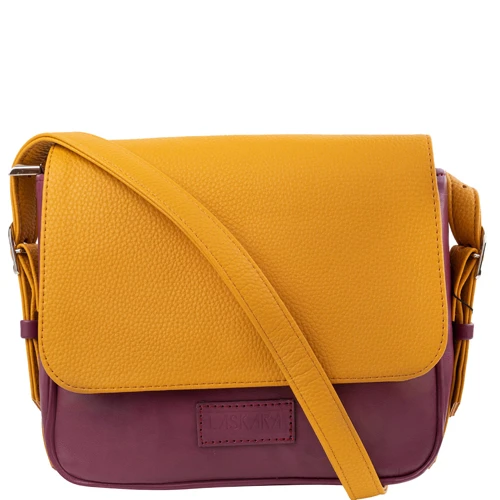 Женская сумка почтальонка Laskara разноцветная (LK-10245-yellow-purple): Стиль Повседневный (Casual)