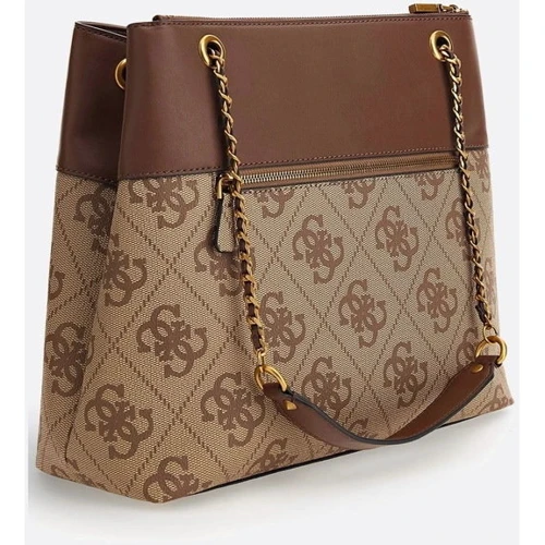 Сумка жіноча GUESS BERTA ELITE SOCIETY CARRYALL LGW коричнева (HWBB8688230-LGW): Застібка Молния