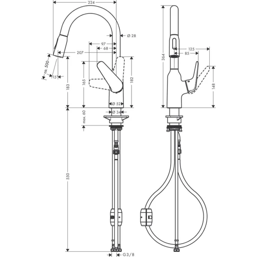 Смеситель HANSGROHE FOCUS M42 180 2jet с вытяжным душем хром (71801000)