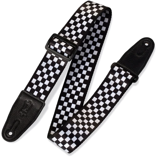 Гітарний ремінь LEVY'S MP-28 Print Series Guitar Strap (Black And White Checkered)