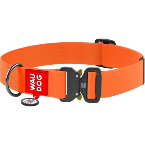 Нашийник для собак WAUDOG Waterproof c QR-паспортом металева пряжка-фастекс 40 ммx43-70 см помаранчевий (28014)