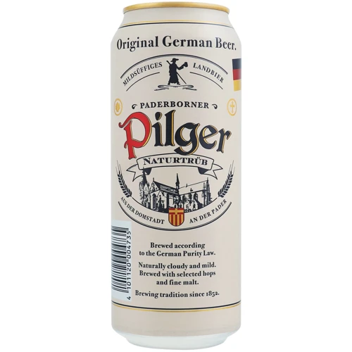 Пиво Paderborner Pilger, светлое нефильтрованное, 5% 0.5л  (EUR4101120004735)