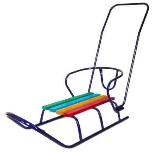 Санки Люкс Классик круглые полозья синие с ручкой (126245): Производитель Noname