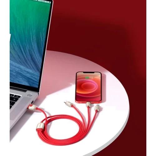 Кабель Baseus USB Cable to Lightning/microUSB/USB-C Tiger 3.5A 1.2m Red (CASX010009) фото 7