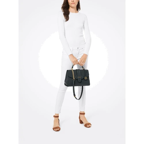 Жіноча каркасна сумка Michael Kors Bleecker MD чорна (30F9G0BS2L001): Фактура матова, Гладка