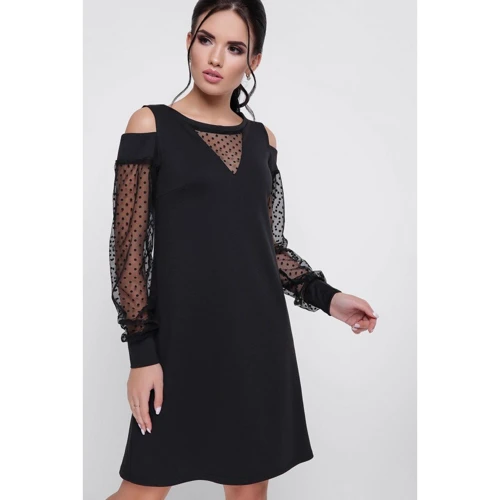 Платье FashionUp PL-1660B 44 черное повседневное до середины бедра: Вид Повседневные платья