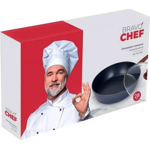 Сковорода Bravo Chef глубокая с крышкой 28 см (BC-1101-28/L): Материал корпуса Алюминий кованый