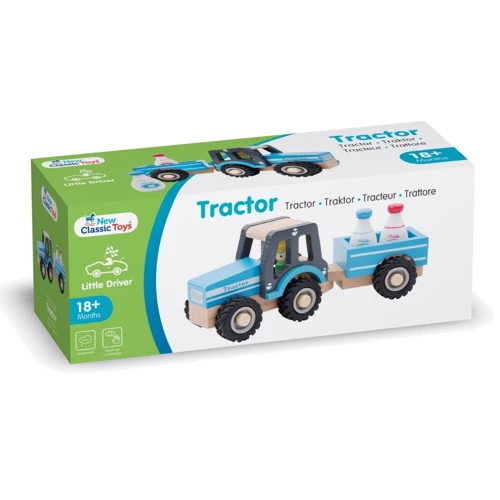 Трактор із причепом та молоком New Classic Toys (11942): Матеріал дерево